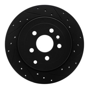 Land Rover LR2 Brake Rotor (1) - Rear Right - R1 Concepts - Drilled & Slotted - Black - `08-`12